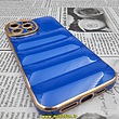 قاب گوشی iPhone 13 Pro Max آیفون طرح پافر PUFFER مای کیس گلد لاین دور طلایی محافظ لنز دار آبی کاربنی کد 199