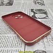 قاب گوشی iPhone 13 Pro Max آیفون طرح پافر PUFFER مای کیس گلد لاین دور طلایی محافظ لنز دار زرشکی کد 200