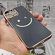 قاب گوشی iPhone 13 Pro Max آیفون طرح ژله ای مای کیس گلد لاین دور طلایی طرح لبخند Smile محافظ لنز دار مشکی کد 202