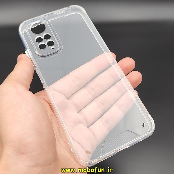 قاب گوشی Redmi Note 11 4G - Redmi Note 11S شیائومی اورجینال اسپیس Space طرح طلقی شیشه ای شفاف دکمه کرومی محافظ لنز دار کد 160