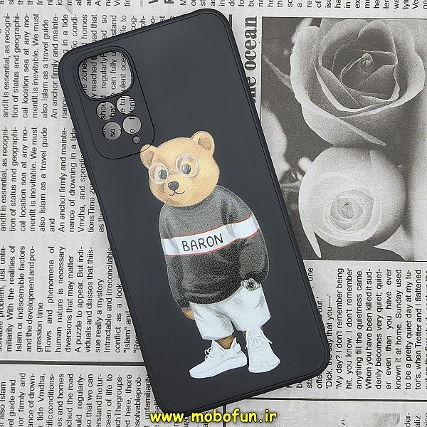 قاب گوشی Redmi Note 11 4G - Redmi Note 11S شیائومی سیلیکونی ژله ای طرح خرسی تدی Tedi محافظ لنز دار مشکی کد 167
