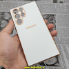 قاب گوشی Galaxy S22 Ultra سامسونگ طرح ژله ای مای کیس گلد لاین دور طلایی محافظ لنز دار سفید کد 43