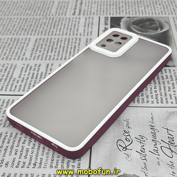 قاب گوشی Galaxy A12 - Galaxy M12 سامسونگ طرح پشت مات دور سیلیکونی محافظ لنز دار زرشکی کد 633