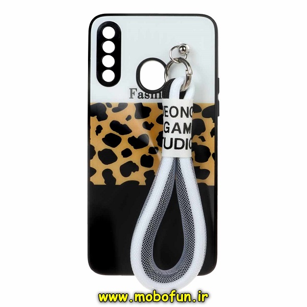 قاب گوشی Galaxy A20S سامسونگ طرح لیزری فانتزی پلنگی محافظ لنز دار دارای آویز بند کد 400