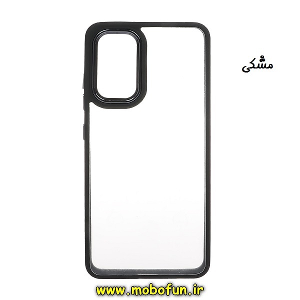 قاب گوشی Galaxy A32 4G سامسونگ اورجینال متال کیس Metal طرح پشت طلق شفاف دور سیلیکونی مشکی کد 418