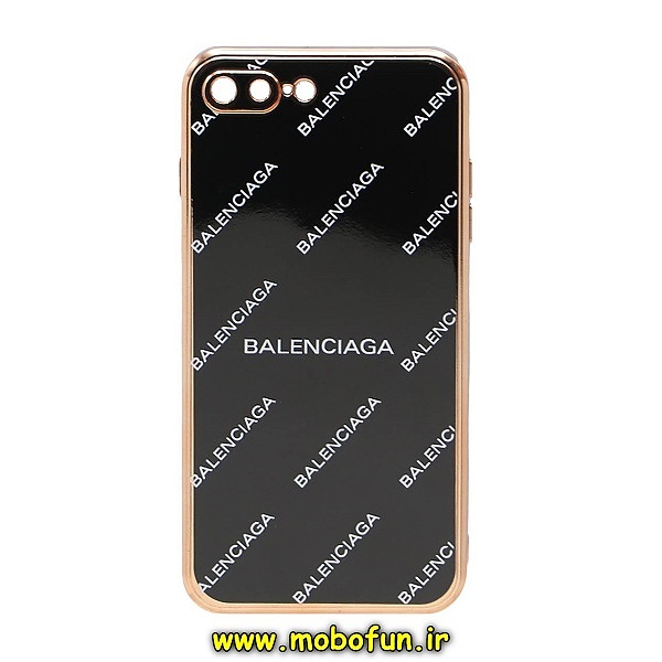 قاب گوشی iPhone 7 - iPhone 8 - iPhone SE 2020 آیفون طرح ژله ای مای کیس گلد لاین دور طلایی محافظ لنز دار طرح Balenciaga مشکی کد 362