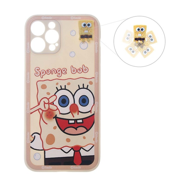 قاب گوشی iPhone 12 Pro آیفون سیلیکونی ژله ای اسپینر دار طرح عروسکی باب اسفنجی محافظ لنز دار Smile کد 558