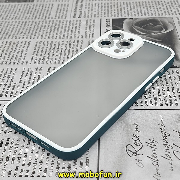 قاب گوشی iPhone 13 Pro Max آیفون طرح پشت مات دور سیلیکونی محافظ لنز دار سبز کد 223