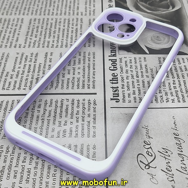 قاب گوشی iPhone 13 Pro Max آیفون طرح پشت شفاف شیشه ای دور سیلیکونی محافظ لنز دار یاسی کد 225