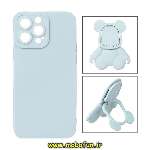 قاب گوشی iPhone 13 Pro Max آیفون طرح ربات KAWS سیلیکونی پرو کمرا پاپ سوکت دار محافظ لنز دار آبی روشن کد 228