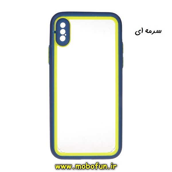 قاب گوشی iPhone X - iPhone XS آیفون طرح پشت طلق شفاف محافظ لنز دار دور سیلیکونی رنگی سرمه ای کد 315