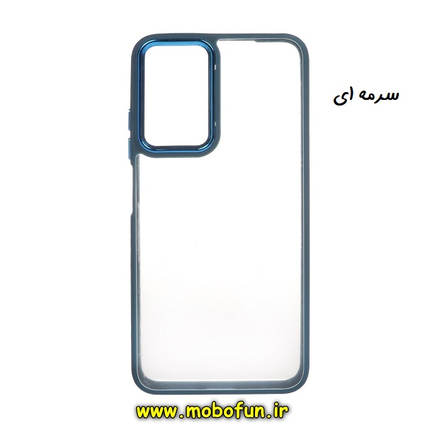 قاب گوشی Redmi Note 11 4G - Redmi Note 11S شیائومی اورجینال متال کیس Metal طرح پشت طلق شفاف دور سیلیکونی سرمه ای کد 174
