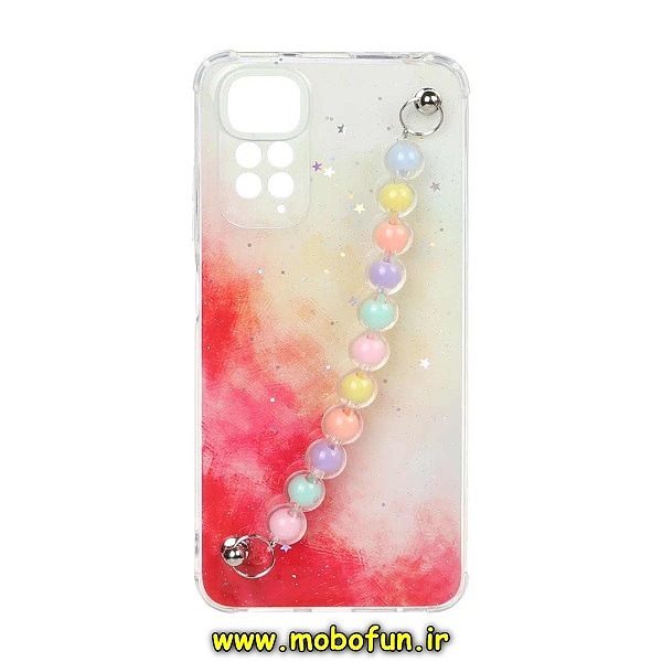 قاب گوشی Redmi Note 11 4G - Redmi Note 11S شیائومی ماربل طرح آبرنگی دستبند مرواریدی آویزدار زنجیری محافظ لنزدار کد 193