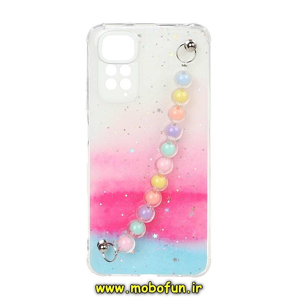 قاب گوشی Redmi Note 11 4G - Redmi Note 11S شیائومی ماربل طرح آبرنگی دستبند مرواریدی آویزدار زنجیری محافظ لنزدار کد 195