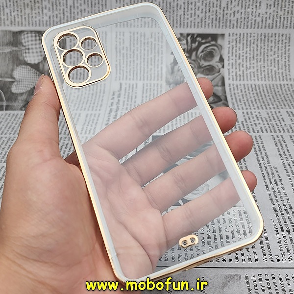 قاب گوشی Galaxy A13 4G سامسونگ طرح الکتروپلیتینگ ژله ای شفاف اورجینال یونیک کیس Unique Case محافظ لنز دار سفید کد 182