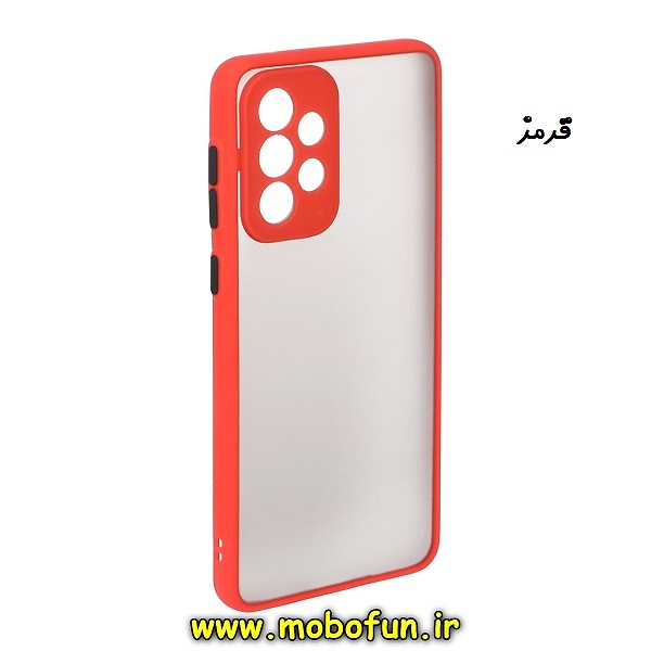 قاب گوشی Galaxy A33 5G سامسونگ طرح پشت مات محافظ لنز دار دور سیلیکونی قرمز کد 125
