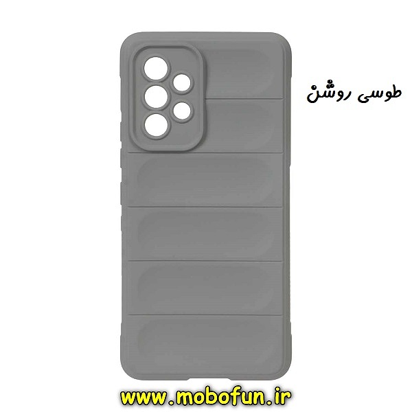 قاب گوشی Galaxy A33 5G سامسونگ سیلیکونی پافر PC زیر بسته محافظ لنز دار طوسی روشن کد 127
