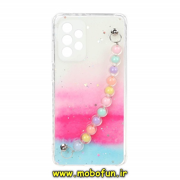 قاب گوشی Galaxy A52 4G - Galaxy A52 5G - Galaxy A52S سامسونگ ماربل طرح آبرنگی دستبند مرواریدی آویزدار زنجیری محافظ لنزدار کد 594