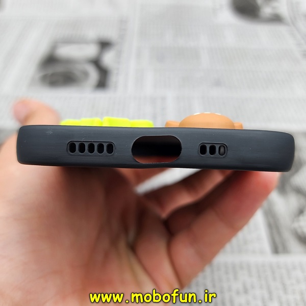 قاب گوشی iPhone 12 Pro آیفون طرح سیلیکونی ژله ای سه بعدی برجسته عروسکی محافظ لنز دار مشکی کد 586