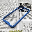قاب گوشی iPhone 14 آیفون اورجینال متال کیس Metal طرح پشت طلق شفاف دور سیلیکونی سرمه ای مشکی کد 6