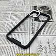 قاب گوشی iPhone 14 آیفون اورجینال متال کیس Metal طرح پشت طلق شفاف دور سیلیکونی مشکی سفید کد 7