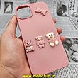قاب گوشی iPhone 14 Max آیفون طرح سیلیکونی ژله ای سه بعدی برجسته عروسکی گلبهی کد 1