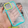 قاب گوشی iPhone 14 Pro آیفون اورجینال متال کیس Metal طرح پشت طلق شفاف دور سیلیکونی سبزآبی زرد کد 9