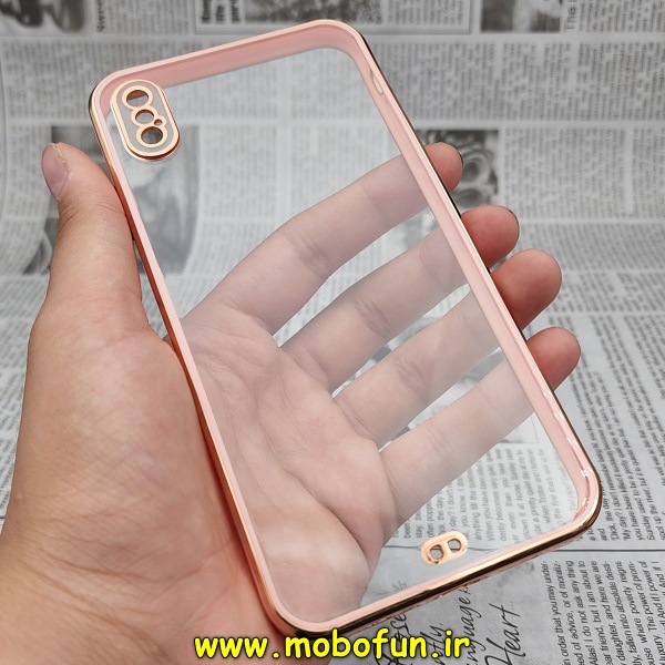 قاب گوشی iPhone Xs Max آیفون طرح الکتروپلیتینگ ژله ای شفاف اورجینال یونیک کیس Unique Case محافظ لنز دار صورتی کد E42-171938