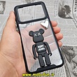 قاب گوشی Xiaomi Poco M4 Pro 4G شیائومی اورجینال متال کیس Metal طرح KAWS ربات پشت طلق شفاف دور سیلیکونی هولدردار مشکی کد 57