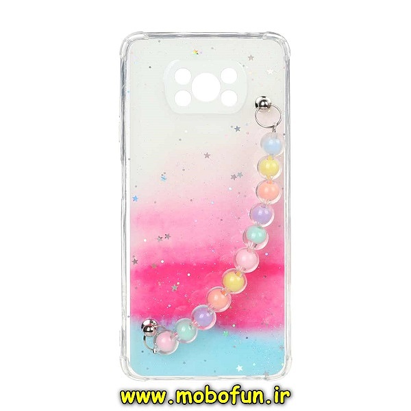 قاب گوشی Poco X3 NFC - Poco X3 Pro شیائومی ماربل طرح آبرنگی دستبند مرواریدی آویزدار زنجیری محافظ لنزدار کد 886