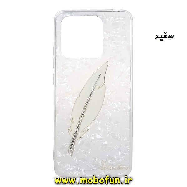 قاب گوشی Xiaomi Redmi 10C شیائومی طرح پر نگین دار مای کیس ماربل سفید کد 24