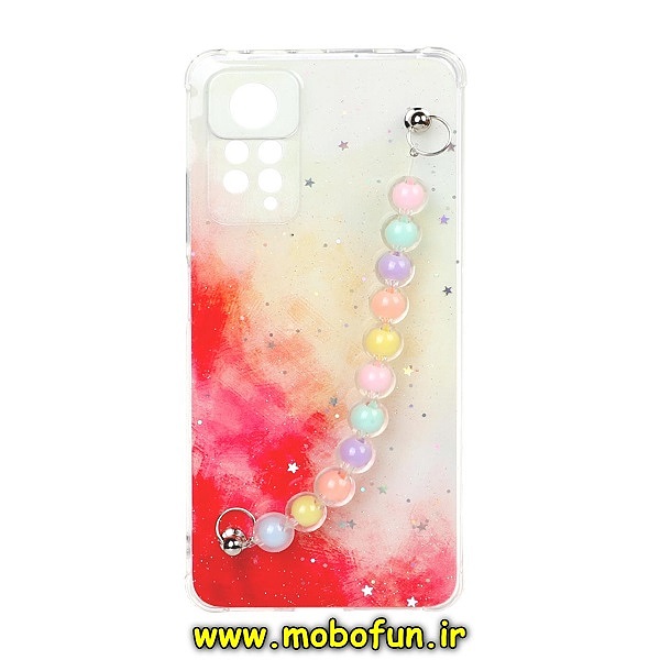 قاب گوشی Redmi Note 11 Pro 4G Global - Redmi Note 11 Pro 5G Global شیائومی ماربل طرح آبرنگی دستبند مرواریدی آویزدار زنجیری محافظ لنزدار کد 161
