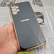 قاب گوشی Galaxy A13 4G سامسونگ طرح ژله ای مای کیس گلد لاین دور طلایی محافظ لنز دار مشکی کد 212