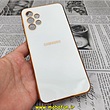 قاب گوشی Galaxy A13 4G سامسونگ طرح ژله ای مای کیس گلد لاین دور طلایی محافظ لنز دار سفید کد 213
