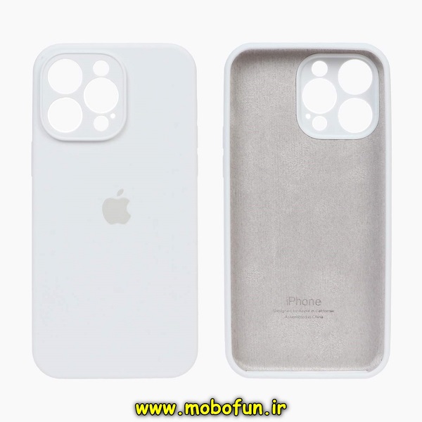 قاب گوشی iPhone 14 Pro Max آیفون سیلیکونی اورجینال پاک کنی درجه یک زیربسته محافظ لنز دار سفید کد 13