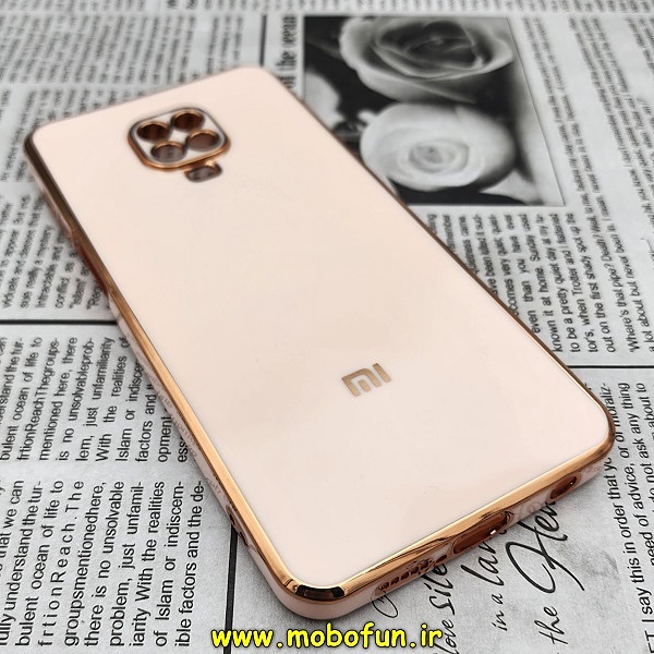 قاب گوشی Redmi Note 9s - Redmi Note 9 Pro شیائومی طرح ژله ای مای کیس گلد لاین دور طلایی محافظ لنز دار گلبهی کد 601