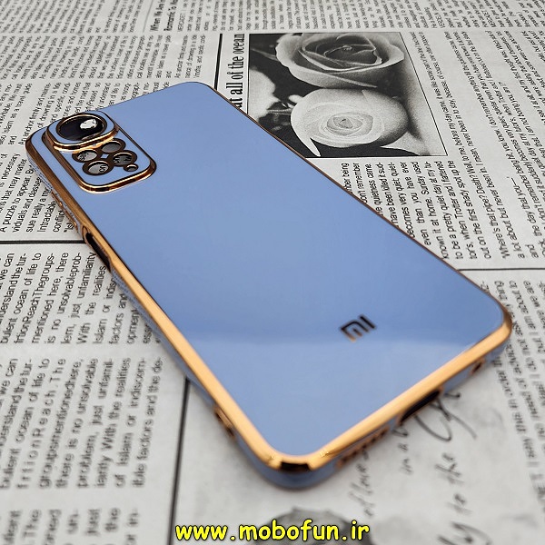 قاب گوشی Redmi Note 11 4G - Redmi Note 11S شیائومی طرح ژله ای مای کیس گلد لاین دور طلایی محافظ لنز دار آبی سیرا کد 248