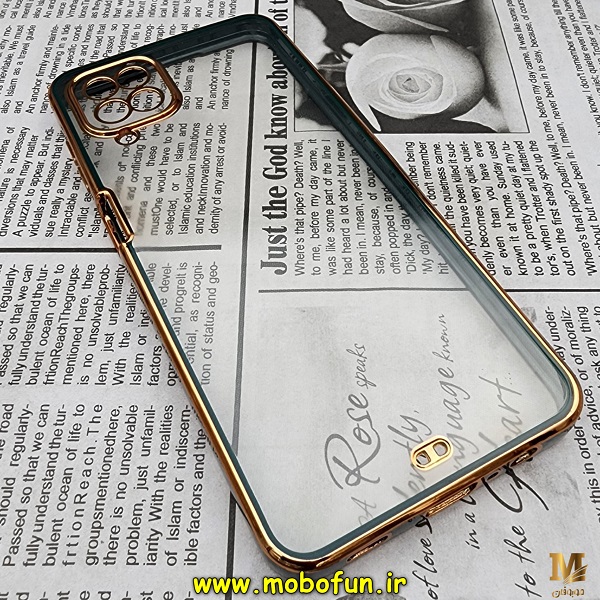 قاب گوشی Galaxy A12 سامسونگ طرح الکتروپلیتینگ ژله ای شفاف اورجینال یونیک کیس Unique Case محافظ لنز دار سبز کد 804