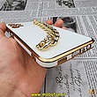 قاب گوشی Galaxy A13 4G سامسونگ طرح مای کیس گلد لاین لاکچری دستبندی کارتیر نگینی محافظ لنز دار سفید کد 241