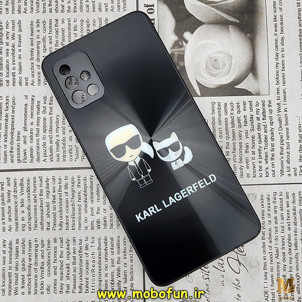 قاب گوشی Galaxy A51 سامسونگ لیزری محافظ لنز دار دور سیلیکونی طرح کارل لاجرفلد KARL LAGERFELD کد 591