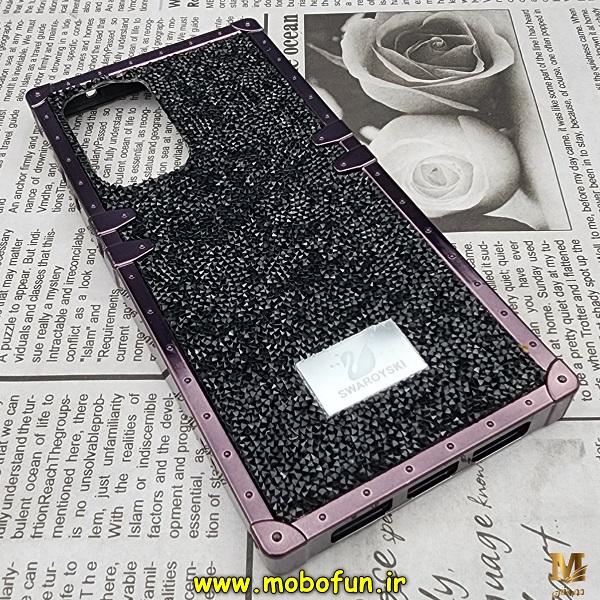قاب گوشی Galaxy A52 4G - Galaxy A52 5G - Galaxy A52S سامسونگ صندوقی اورجینال شاین نگین سواروسکی پلاک آینه ای مشکی کد 701