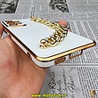 قاب گوشی Galaxy A53 5G سامسونگ طرح مای کیس گلد لاین لاکچری دستبندی کارتیر نگینی محافظ لنز دار سفید کد 242