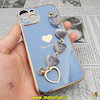 قاب گوشی iPhone 14 آیفون طرح مای کیس گلد لاین لاکچری دستبندی زنجیری قلبی مخملی آویزدار محافظ لنز دار آبی سیرا کد 10