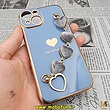 قاب گوشی iPhone 14 آیفون طرح مای کیس گلد لاین لاکچری دستبندی زنجیری قلبی مخملی آویزدار محافظ لنز دار آبی سیرا کد 10