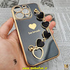 قاب گوشی iPhone 14 Pro آیفون طرح مای کیس گلد لاین لاکچری دستبندی زنجیری قلبی مخملی آویزدار محافظ لنز دار مشکی کد 12