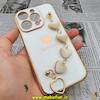 قاب گوشی iPhone 14 Pro آیفون طرح مای کیس گلد لاین لاکچری دستبندی زنجیری قلبی مخملی آویزدار محافظ لنز دار سفید کد 13