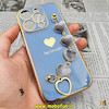 قاب گوشی iPhone 14 Pro آیفون طرح مای کیس گلد لاین لاکچری دستبندی زنجیری قلبی مخملی آویزدار محافظ لنز دار آبی سیرا کد 14