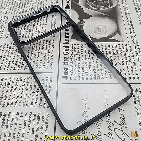 قاب گوشی Poco X4 Pro 5G شیائومی اورجینال متال کیس Metal طرح پشت طلق شفاف دور سیلیکونی مشکی کد 241