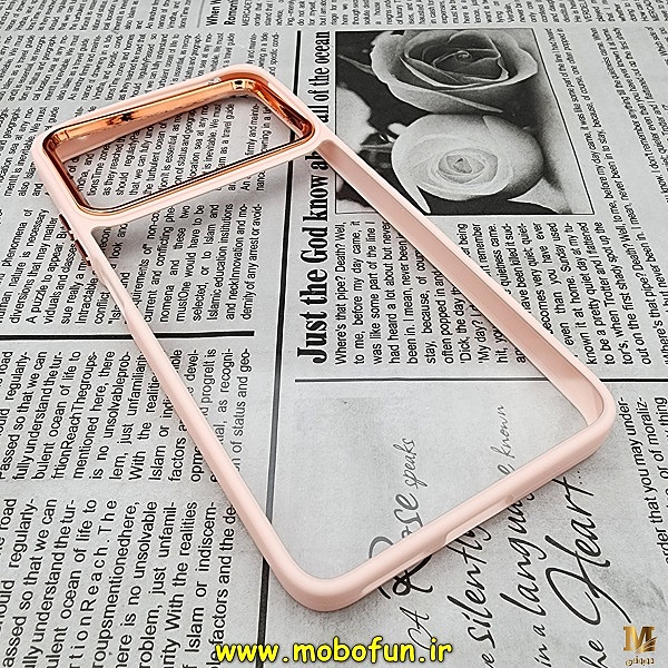 قاب گوشی Poco X4 Pro 5G شیائومی اورجینال متال کیس Metal طرح پشت طلق شفاف دور سیلیکونی گلبهی کد 242