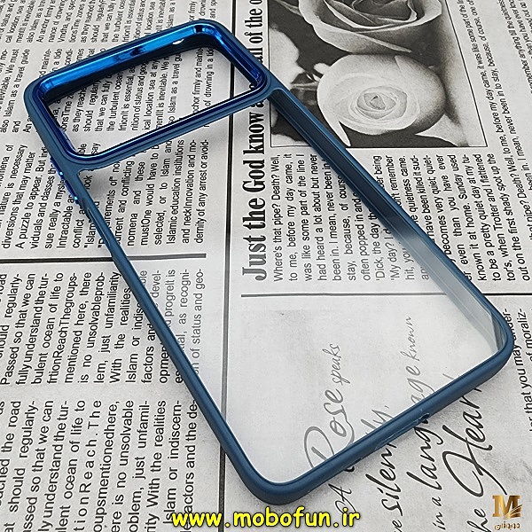 قاب گوشی Poco X4 Pro 5G شیائومی اورجینال متال کیس Metal طرح پشت طلق شفاف دور سیلیکونی سرمه ای کد 244